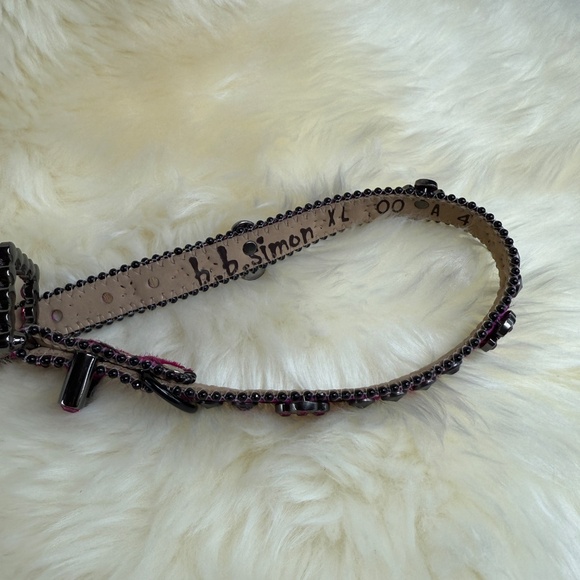 NWOT - Hot Pink and Black b.b. Simon Cross Motif Swarovski Crystal Dog Collar XL - Picture 8 of 12